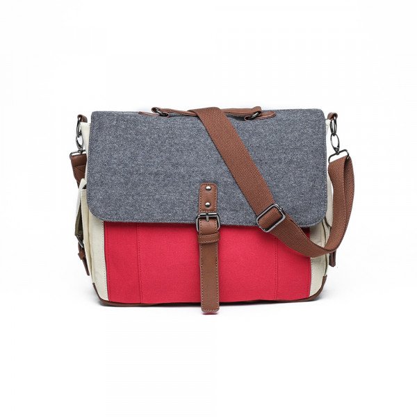 Wholesale Tri-Color Canvas Messenger Bag